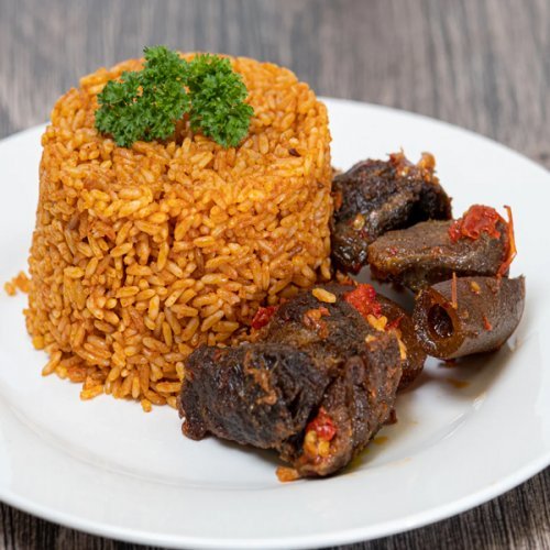 Jollof Rice And Goat Meat